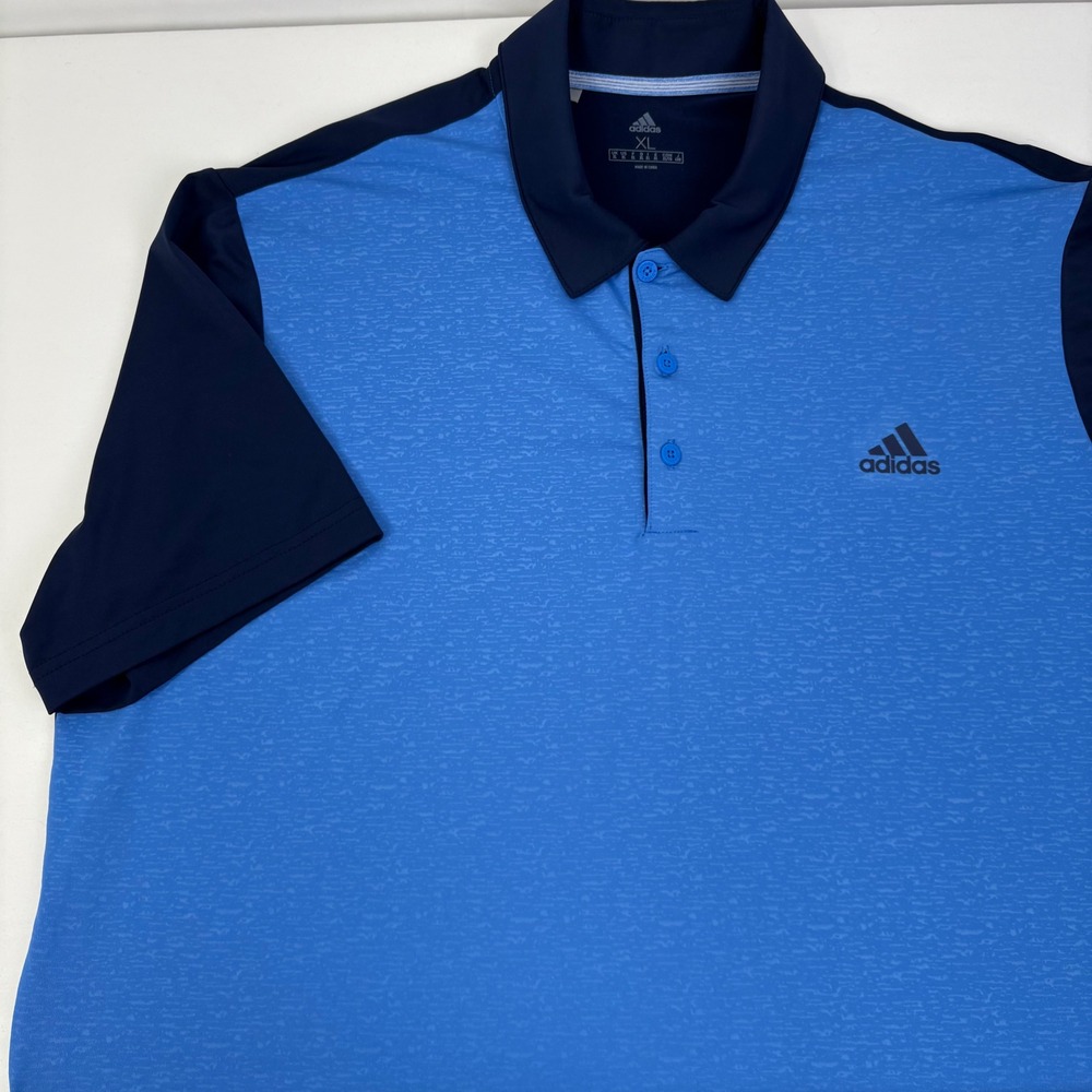 Adidas Mens Ultimate 365 Blue Navy Heathered Golf Polo Shirt Short Sleeve XL